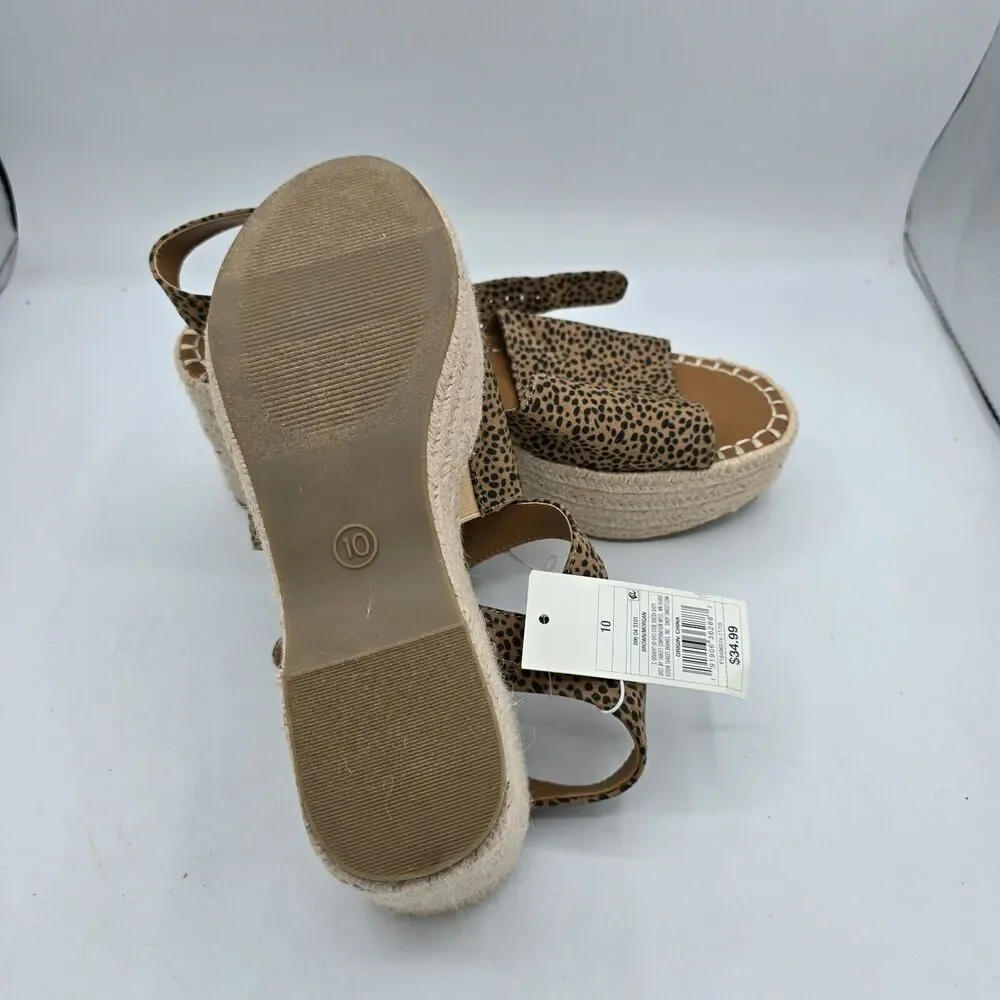 Size 10 Universal Thread Morgan Leopard Print Espadrille Wedge Woven Heel 3in